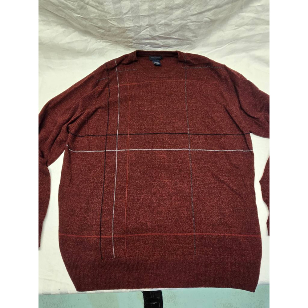Men's Dockers Burgundy Plaid Crewneck Sweater XL - Picture 2 of 4